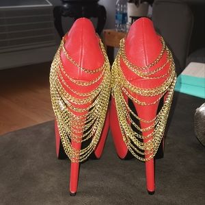 Red platform stilettos